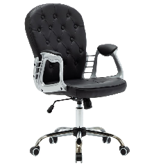 Pasukama biuro kėdė, juodos spalvos, dirbtinė oda