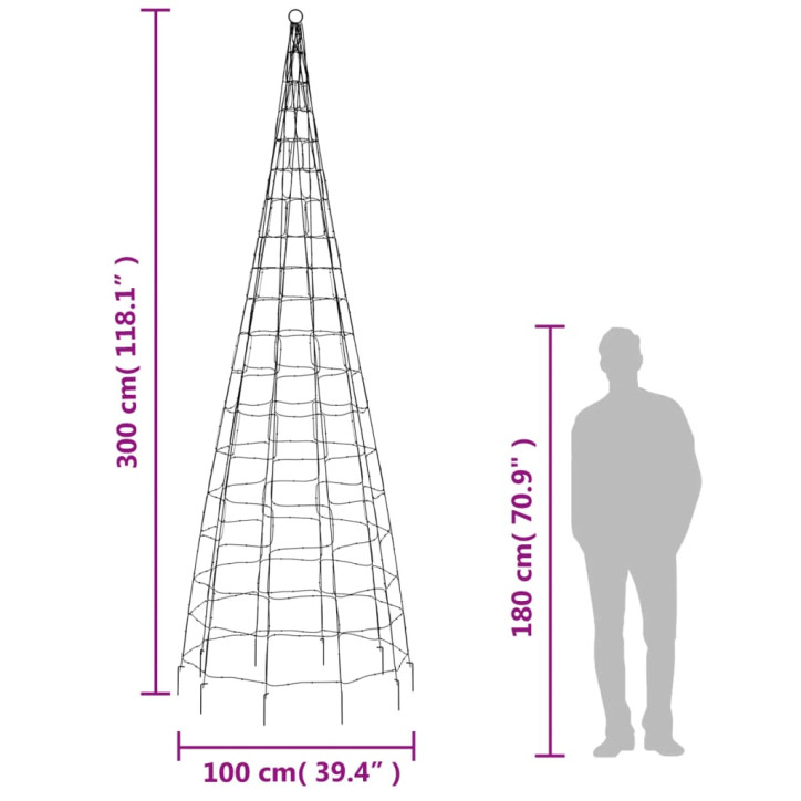 Kalėdų eglutė ant vėliavos stiebo, 300cm, 550 mėlynų LED