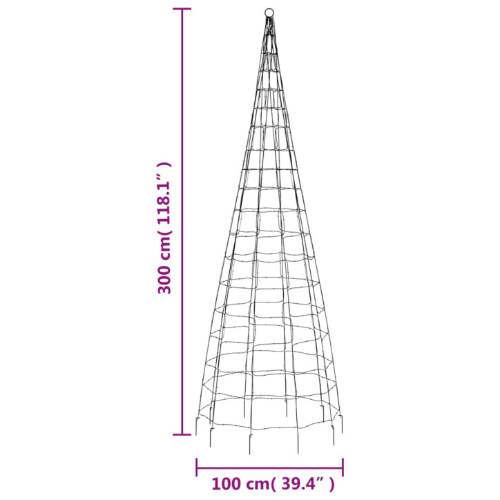 Kalėdų eglutė ant vėliavos stiebo, 300cm, 550 mėlynų LED