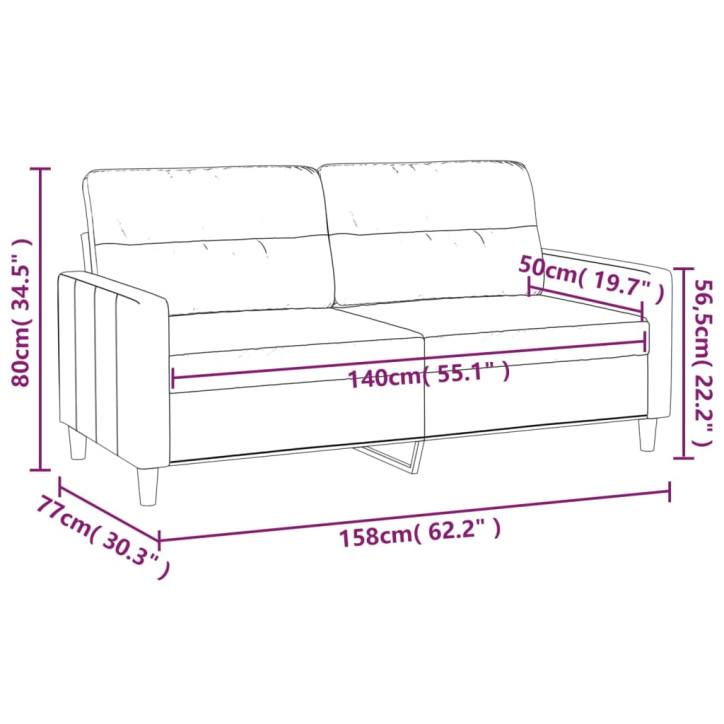 Dvivietė sofa, kreminės spalvos, 140cm, audinys