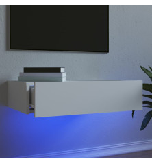 Televizoriaus spintelė su LED lemputėmis, balta, 60x35x15,5cm