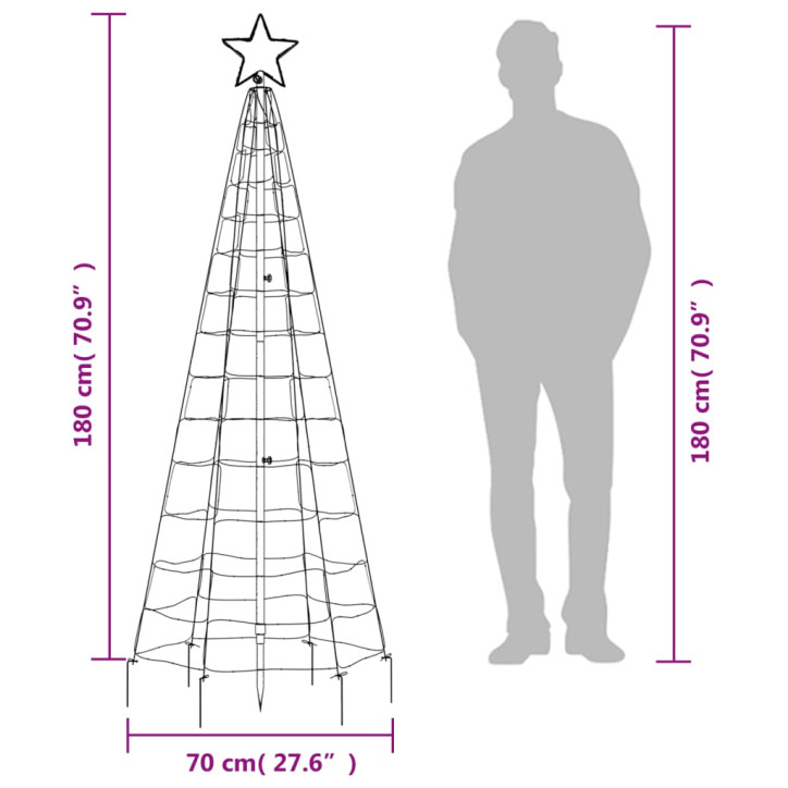 Šviečianti Kalėdų eglutė su smaigais, 180cm, 220 mėlynų LED