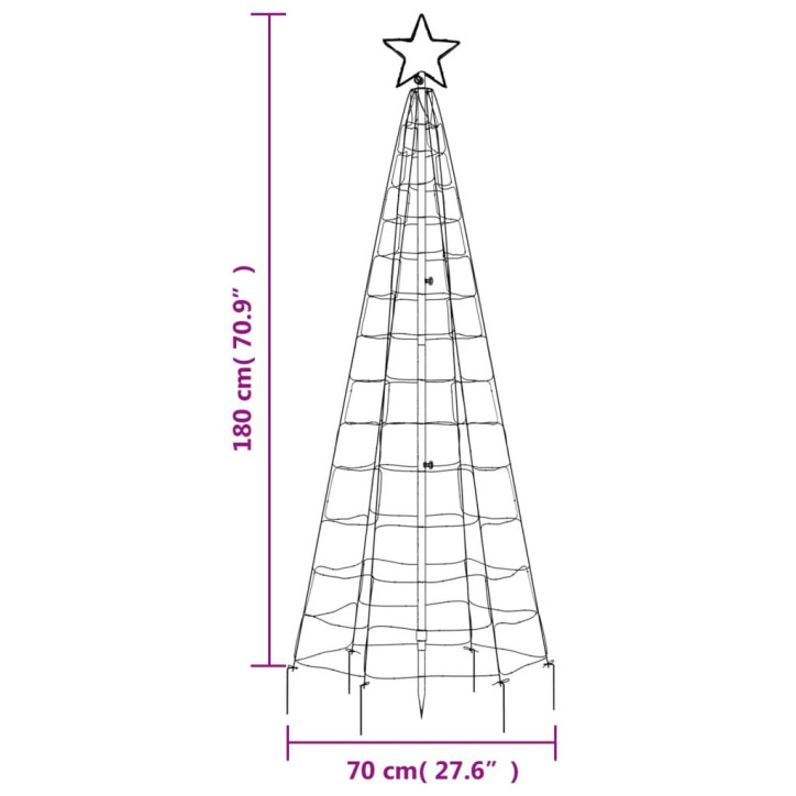 Šviečianti Kalėdų eglutė, 180cm, 220 šiltų LED, kūgio formos