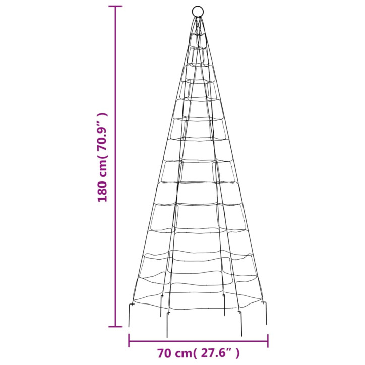 Kalėdų eglutė ant vėliavos stiebo, 180cm, 200 mėlynų LED