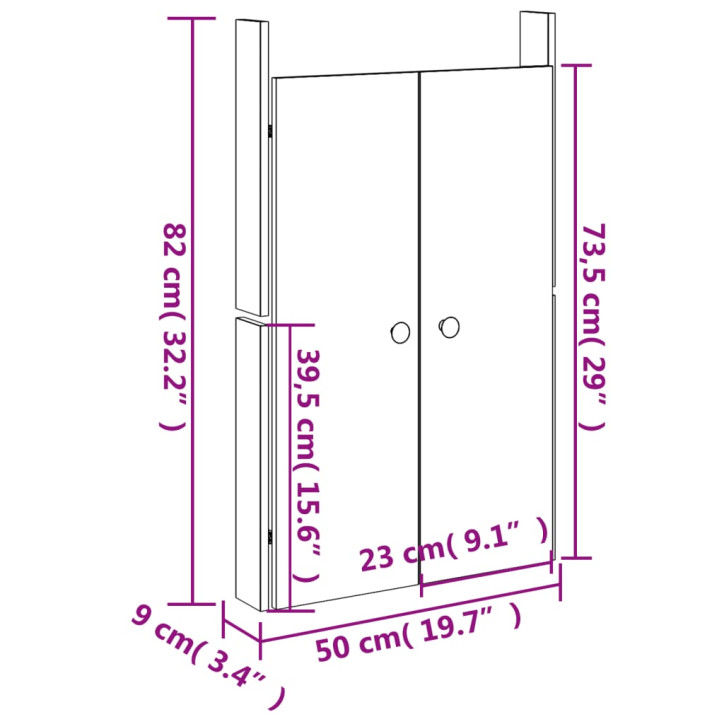 Lauko virtuvės durelės, 2vnt., baltos, 50x9x82cm, pušis