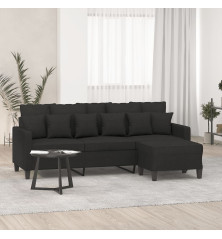 Trivietė sofa su pakoja, juodos spalvos, 180cm, audinys