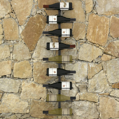 Prie sienos montuojamas vyno laikiklis, juodas, geležis