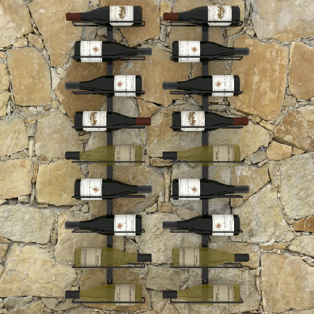 Prie sienos montuojami vyno laikikliai, 2vnt., juodi, geležis