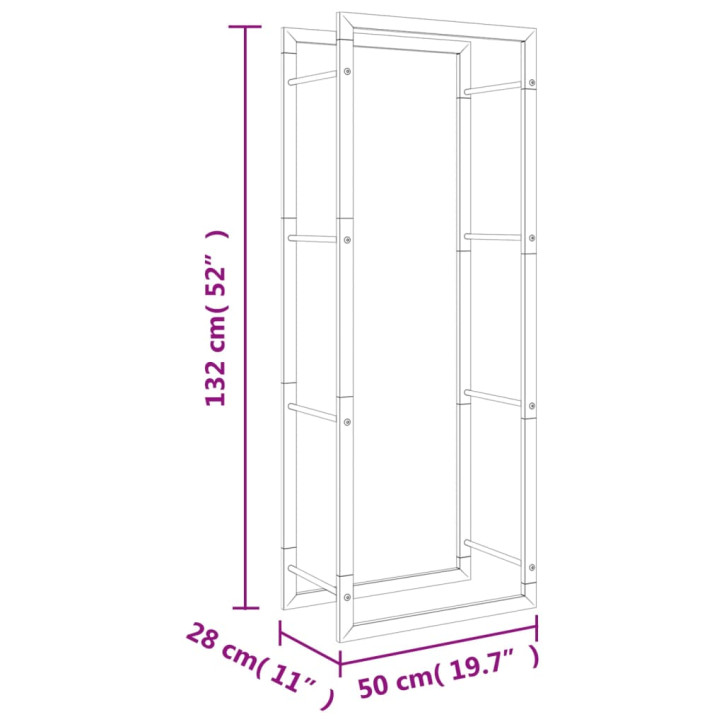 Stovas malkoms, 50x28x132 cm, nerūdijantis plienas