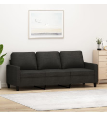 Trivietė sofa, juodos spalvos, 180cm, audinys