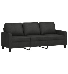 Trivietė sofa, juodos spalvos, 180cm, audinys