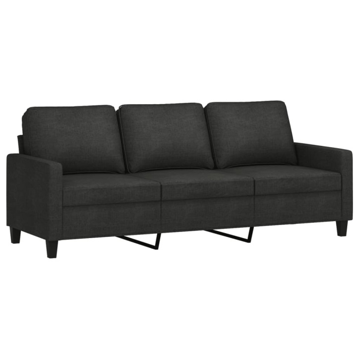 Trivietė sofa, juodos spalvos, 180cm, audinys