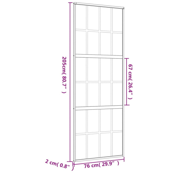 Stumdomos durys, auksinės, 76x205cm, ESG stiklas ir aliuminis