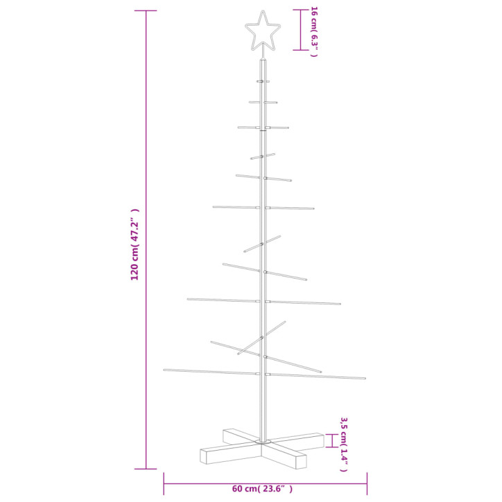 Metalinė Kalėdų eglutė su mediniu pagrindu, juoda, 120 cm