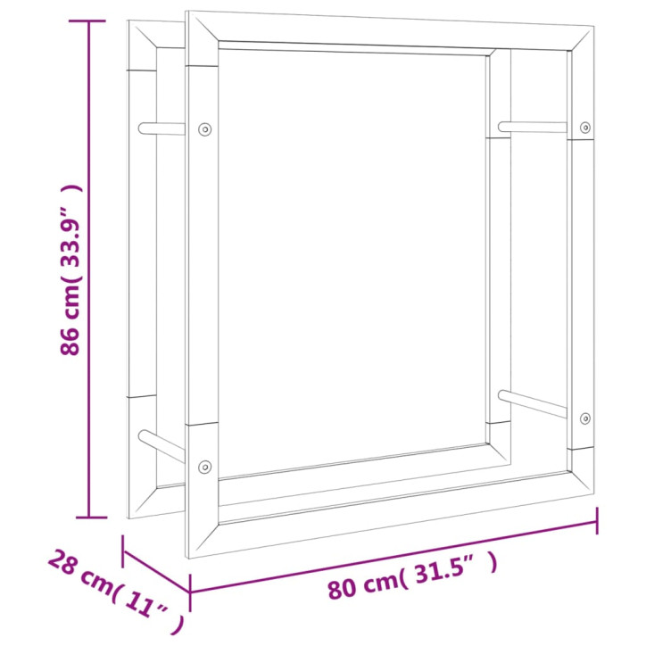 Stovas malkoms, 80x28x86 cm, nerūdijantis plienas