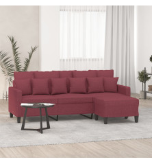 Trivietė sofa su pakoja, raudonojo vyno spalvos, 180cm, audinys