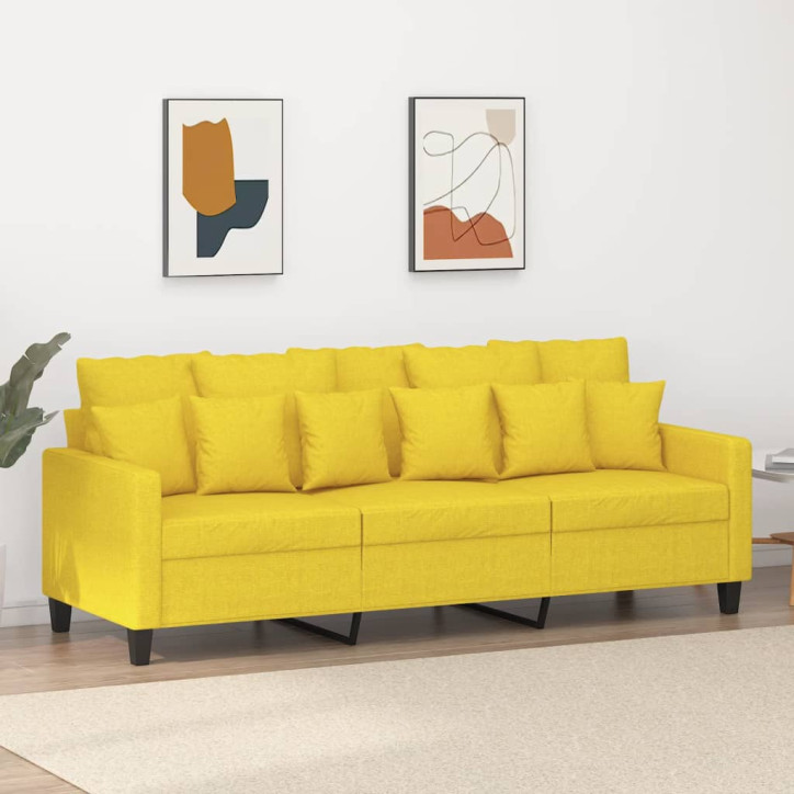 Trivietė sofa, šviesiai geltonos spalvos, 180cm, audinys