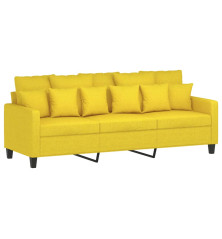 Trivietė sofa, šviesiai geltonos spalvos, 180cm, audinys