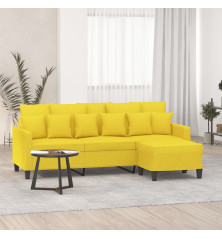 Trivietė sofa su pakoja, šviesiai geltona, 180cm, audinys