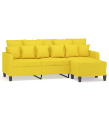 Trivietė sofa su pakoja, šviesiai geltona, 180cm, audinys