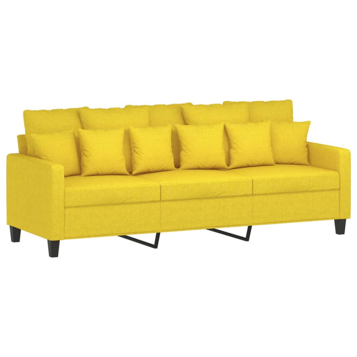 Trivietė sofa su pakoja, šviesiai geltona, 180cm, audinys