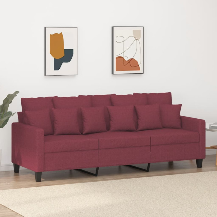 Trivietė sofa, raudonojo vyno spalvos, 180cm, audinys