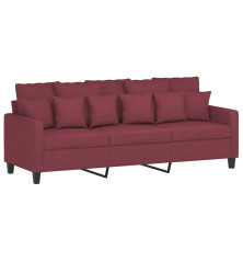 Trivietė sofa, raudonojo vyno spalvos, 180cm, audinys