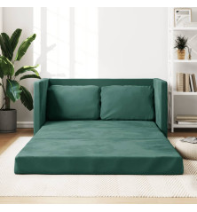 Grindų sofa-lova, 2-1, tamsiai žalia, 122x204x55cm, aksomas