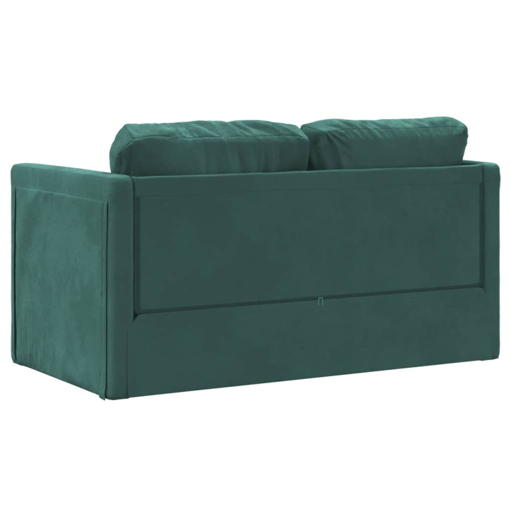 Grindų sofa-lova, 2-1, tamsiai žalia, 122x204x55cm, aksomas