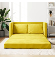 Grindų sofa-lova, 2-1, tamsiai geltona, 122x204x55cm, aksomas