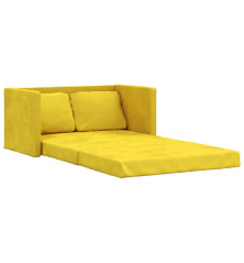 Grindų sofa-lova, 2-1, tamsiai geltona, 122x204x55cm, aksomas