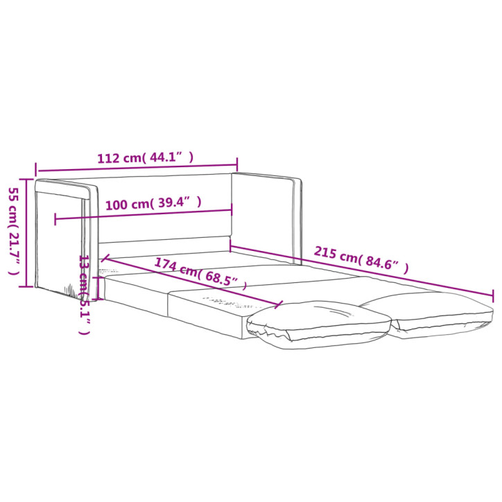 Grindų sofa-lova, 2-1, tamsiai žalia, 112x174x55cm, audinys