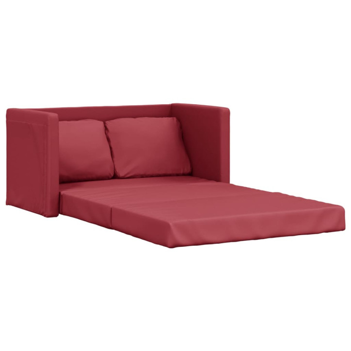 Grindų sofa-lova, 2-1, vyno, 112x174x55cm, dirbtinė oda