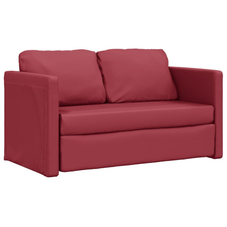 Grindų sofa-lova, 2-1, vyno, 112x174x55cm, dirbtinė oda