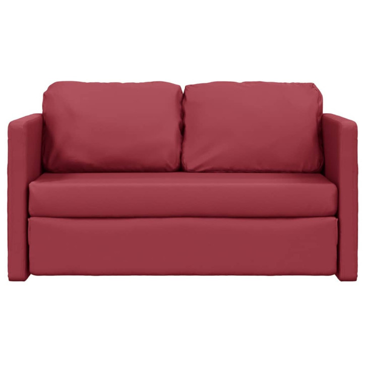 Grindų sofa-lova, 2-1, vyno, 112x174x55cm, dirbtinė oda