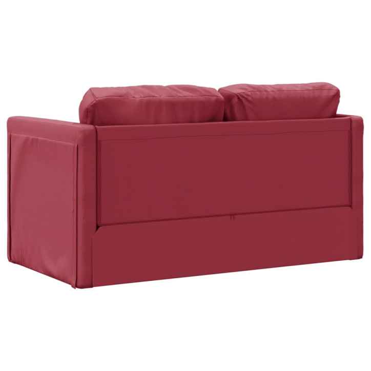 Grindų sofa-lova, 2-1, vyno, 112x174x55cm, dirbtinė oda