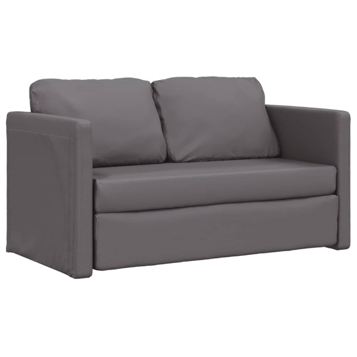 Grindų sofa-lova, 2-1, pilka, 112x174x55cm, dirbtinė oda