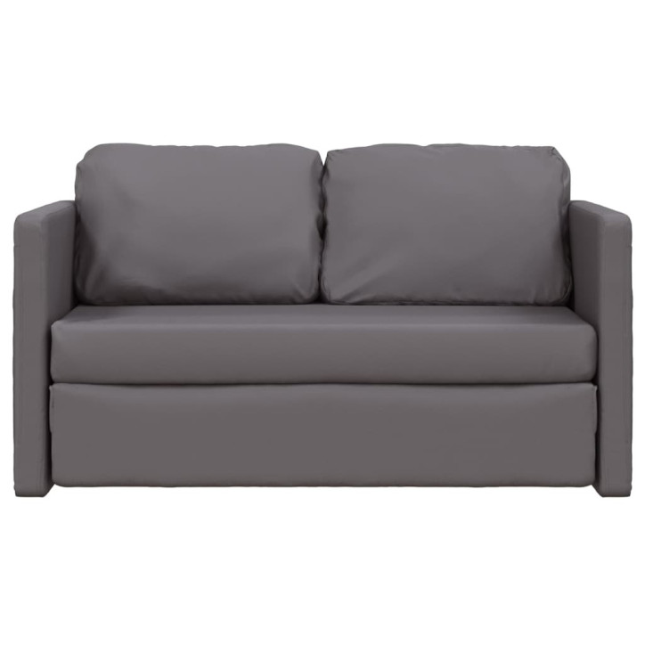 Grindų sofa-lova, 2-1, pilka, 112x174x55cm, dirbtinė oda