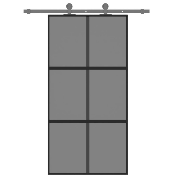 Stumdomos durys, juodos, 102,5x205cm, stiklas ir aliuminis