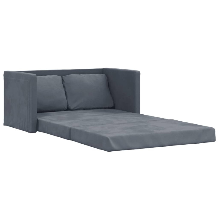 Grindų sofa-lova, 2-1, tamsiai pilka, 122x204x55cm, aksomas