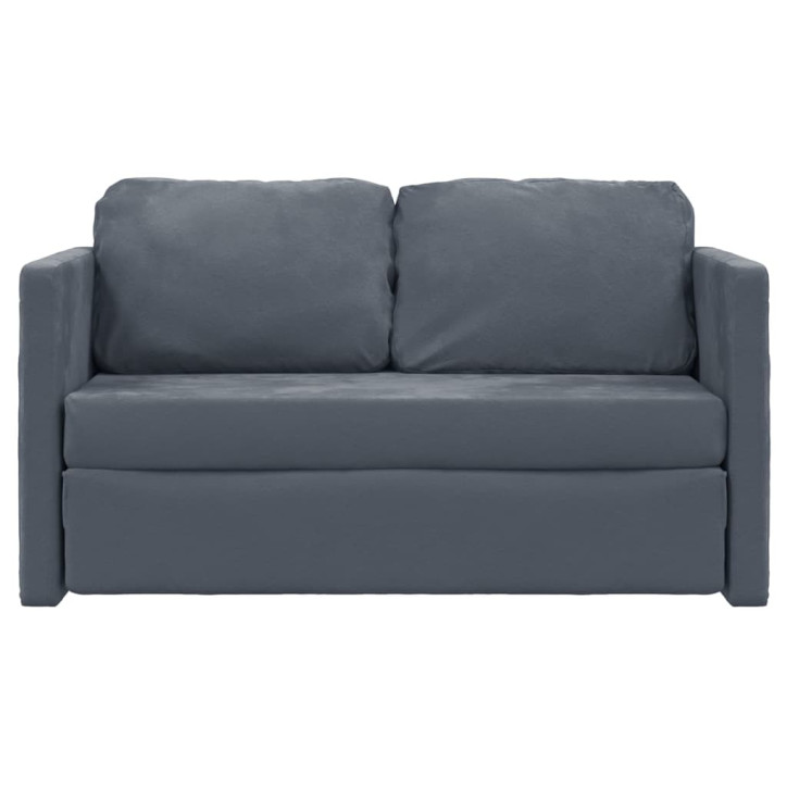 Grindų sofa-lova, 2-1, tamsiai pilka, 122x204x55cm, aksomas