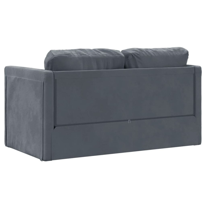 Grindų sofa-lova, 2-1, tamsiai pilka, 122x204x55cm, aksomas