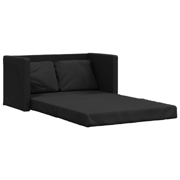 Grindų sofa-lova, 2-1, juodos spalvos, 112x174x55cm, audinys