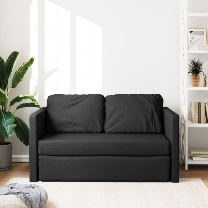 Grindų sofa-lova, 2-1, juodos spalvos, 112x174x55cm, audinys