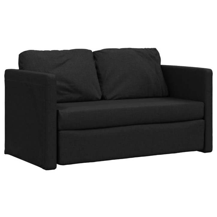 Grindų sofa-lova, 2-1, juodos spalvos, 112x174x55cm, audinys