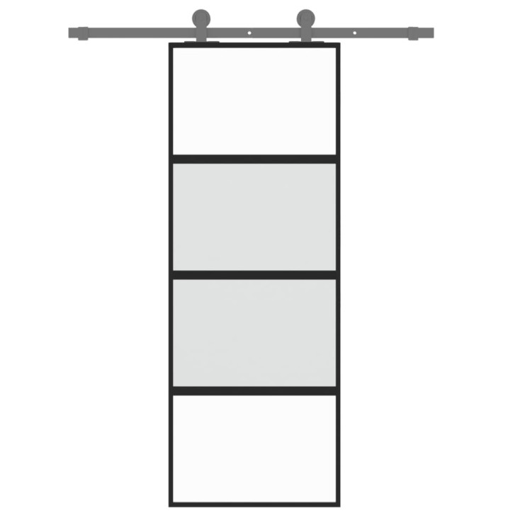 Stumdomos durys, juodos, 76x205cm, grūdintas stiklas/aliuminis