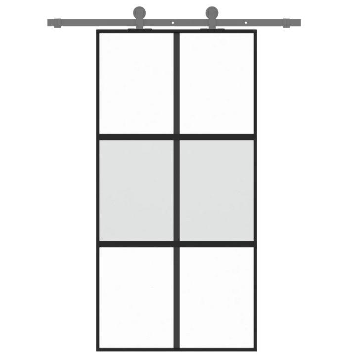 Stumdomos durys, juodos, 102,5x205cm, stiklas ir aliuminis