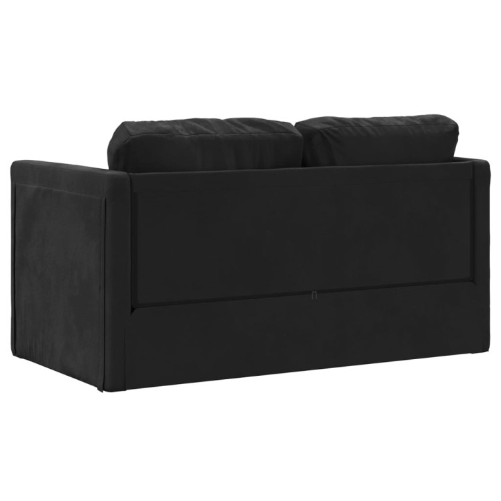 Grindų sofa-lova, 2-1, juodos spalvos, 122x204x55cm, aksomas