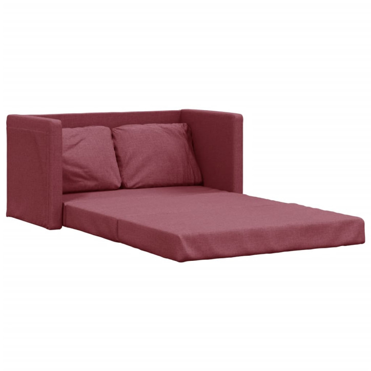 Grindų sofa-lova, 2-1, raudonojo vyno, 112x174x55cm, audinys