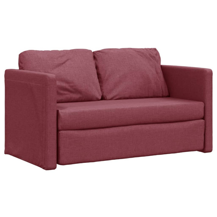 Grindų sofa-lova, 2-1, raudonojo vyno, 112x174x55cm, audinys